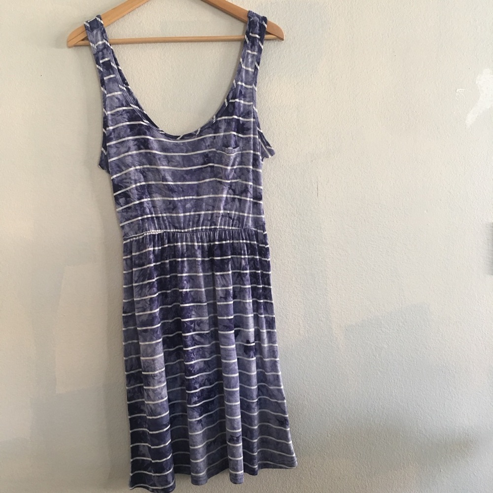 Just Love Tye Dye Blue White Stripes Dress